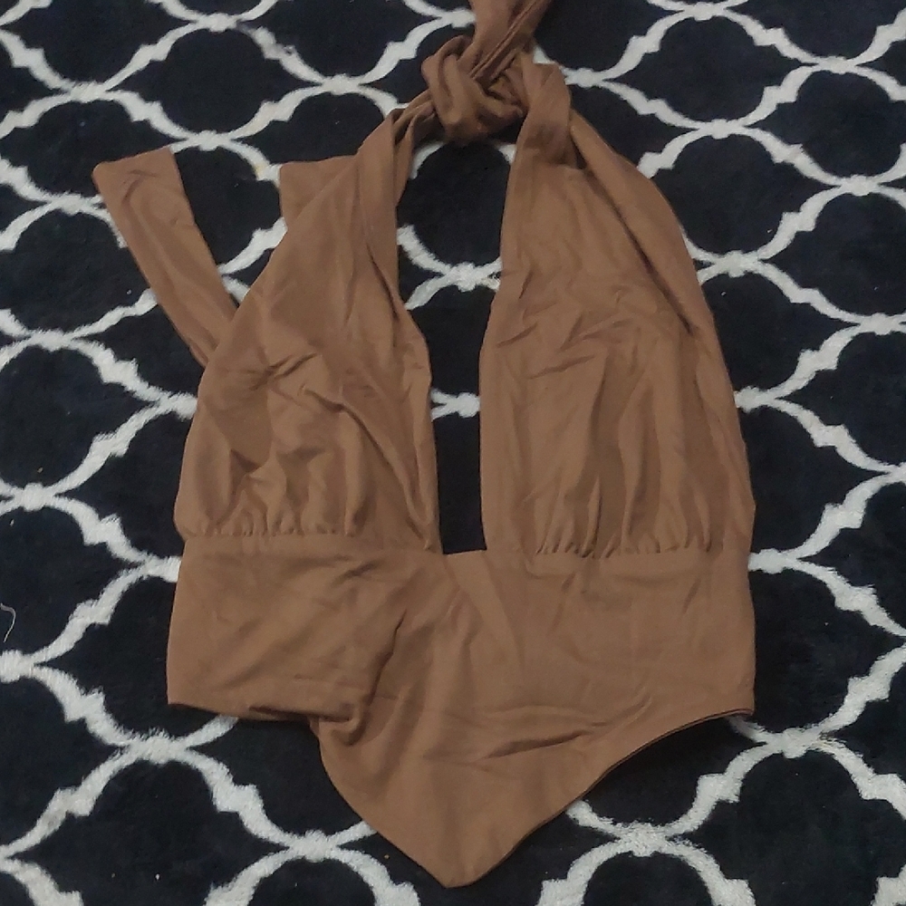 NWOT shein brown Halter Top Small